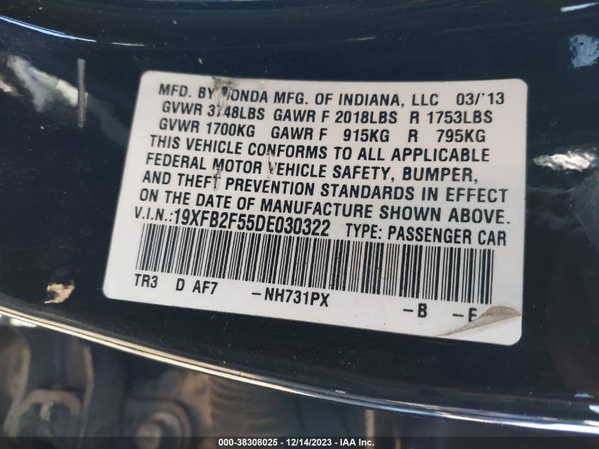 2013 HONDA CIVIC LX - 19XFB2F55DE030322