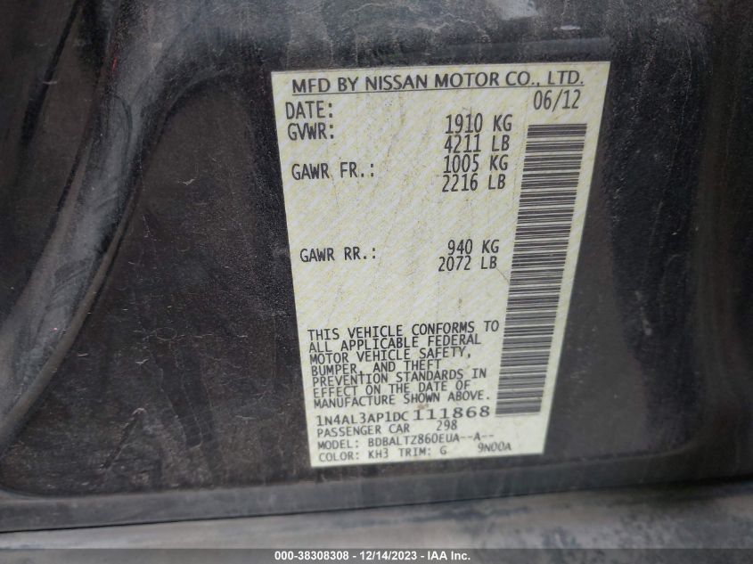 2013 NISSAN ALTIMA 2.5 SV - 1N4AL3AP1DC111868