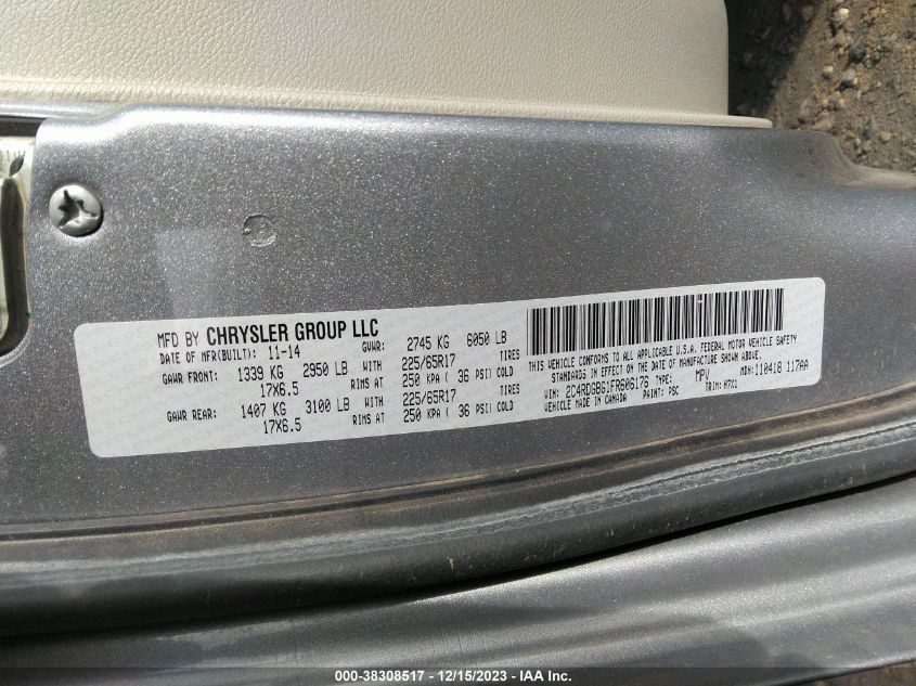 2015 DODGE GRAND CARAVAN SE - 2C4RDGBG1FR606176