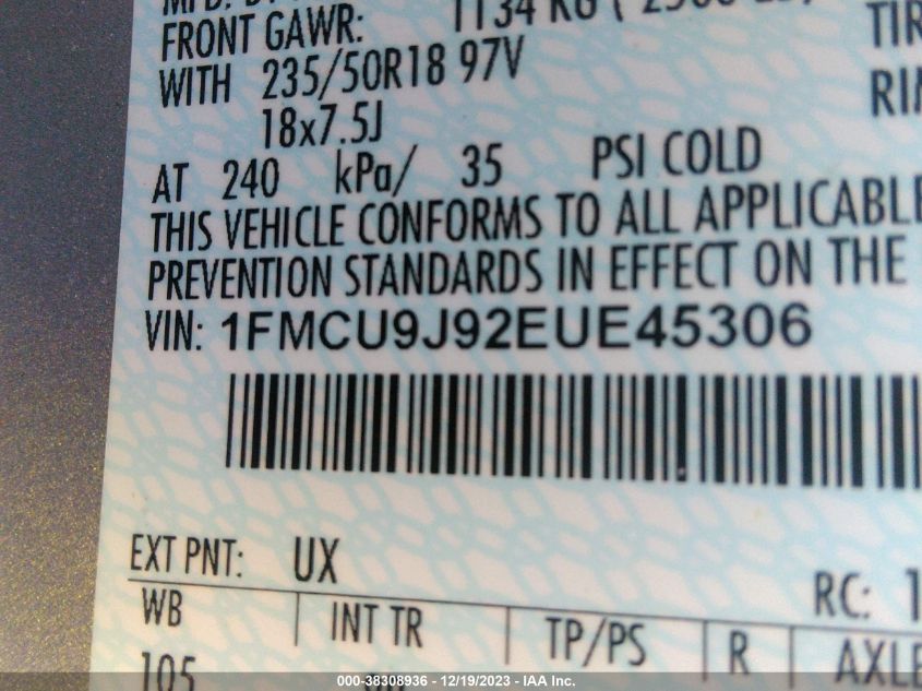 2014 FORD ESCAPE TITANIUM - 1FMCU9J92EUE45306