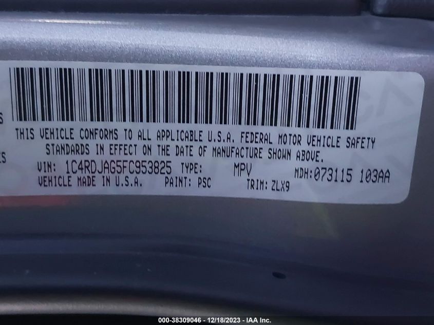 2015 DODGE DURANGO SXT - 1C4RDJAG5FC953825