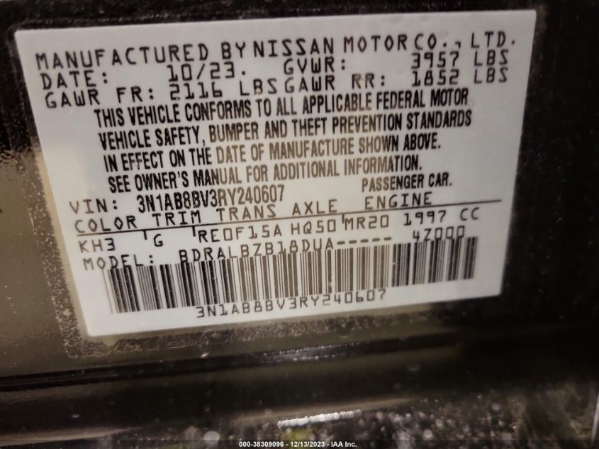 2024 NISSAN SENTRA S - 3N1AB8BV3RY240607