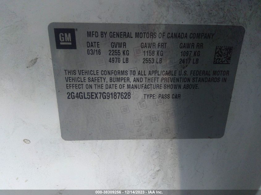 2016 BUICK REGAL TURBO - 2G4GL5EX7G9187628