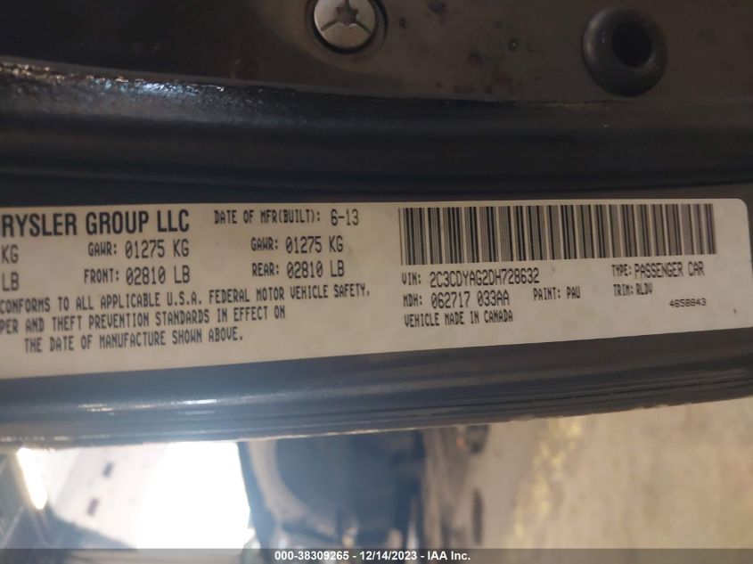 2013 DODGE CHALLENGER SXT - 2C3CDYAG2DH728632