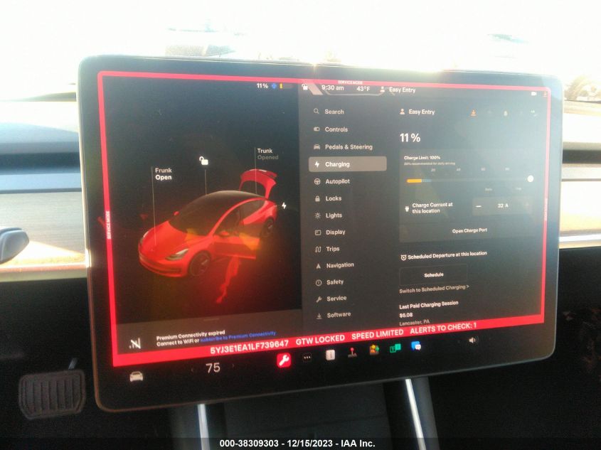 2020 TESLA MODEL 3 STANDARD RANGE PLUS REAR-WHEEL DRIVE/STANDARD RANGE REAR-WHEEL DRIVE - 5YJ3E1EA1LF739647