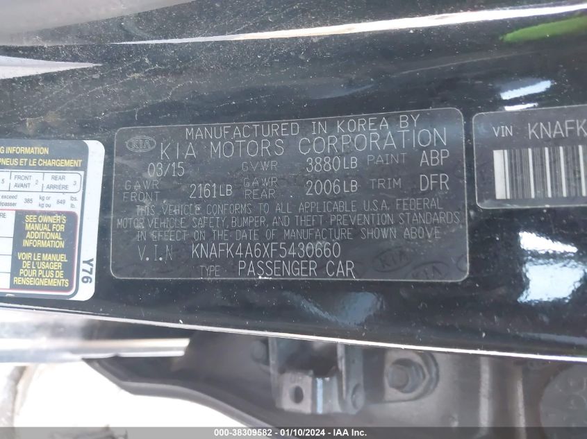 2015 KIA FORTE LX - KNAFK4A6XF5430660