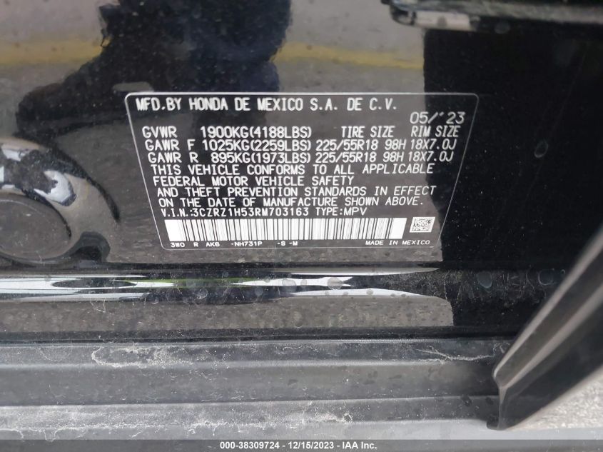 2024 HONDA HR-V SPORT - 3CZRZ1H53RM703163