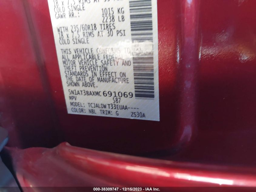 2021 NISSAN ROGUE SV - 5N1AT3BAXMC691069