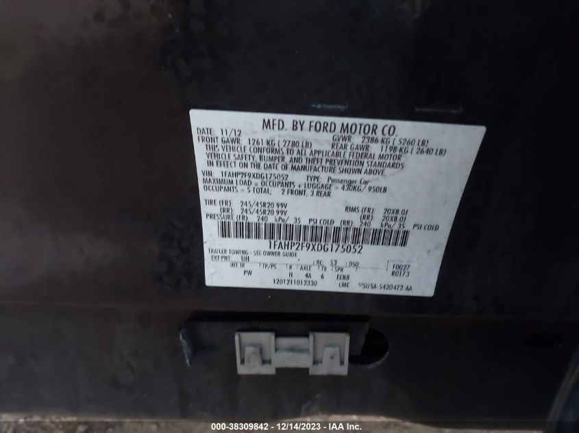 1FAHP2F9XDG175052 | 2013 FORD TAURUS