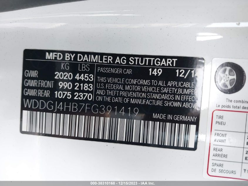 2015 MERCEDES-BENZ C 250 - WDDGJ4HB7FG391419