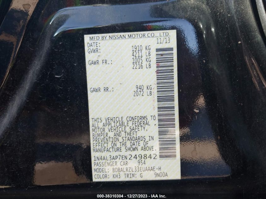 2014 NISSAN ALTIMA 2.5 S - 1N4AL3AP7EN249842