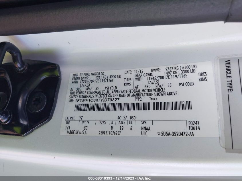 2015 FORD F-150 XL - 1FTMF1C8XFKD70327