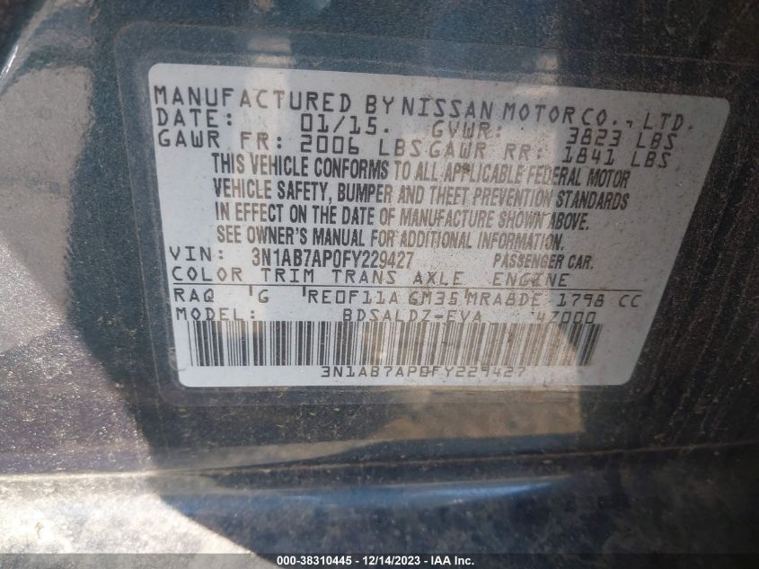 2015 NISSAN SENTRA SV - 3N1AB7AP0FY229427