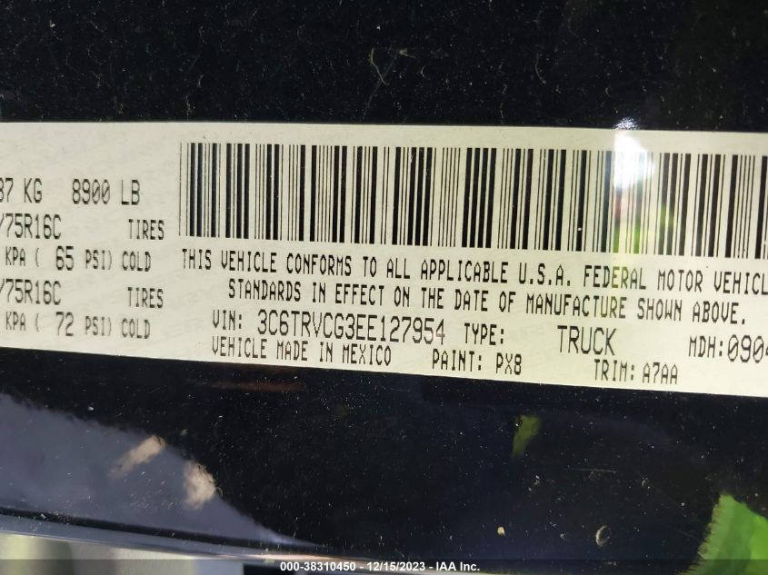 2014 RAM PROMASTER 2500 2500 HIGH 3C6TRVCG3EE127954