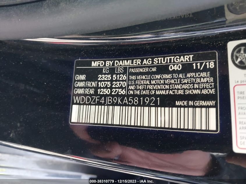 2019 MERCEDES-BENZ E 300 - WDDZF4JB9KA581921