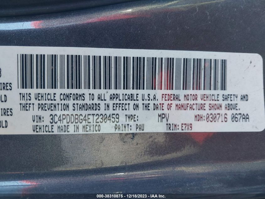 2014 DODGE JOURNEY SXT - 3C4PDDBG4ET230459