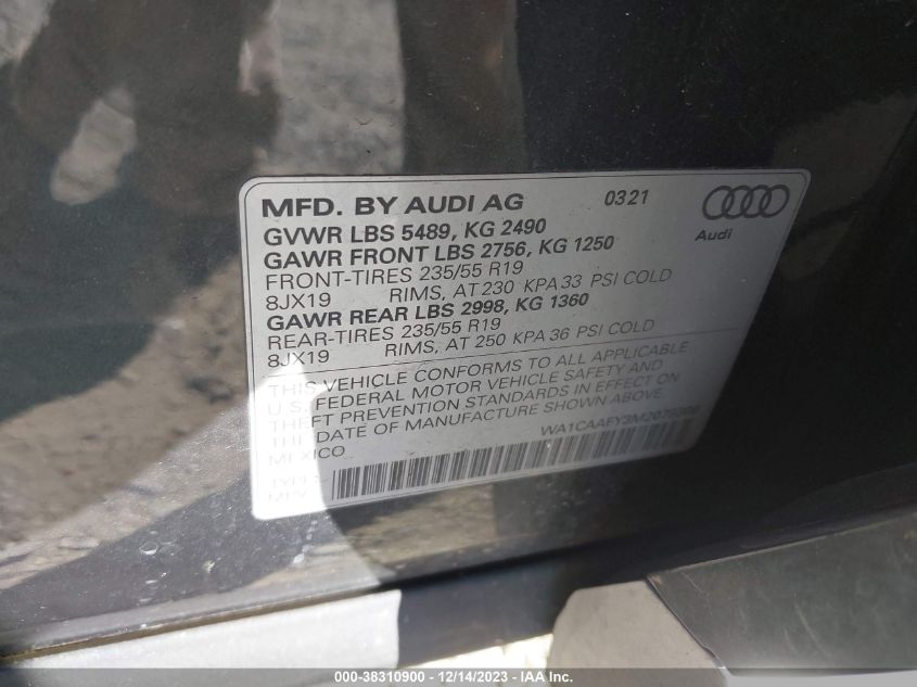 WA1CAAFY3M2079309 2021 AUDI Q5, photo no. 9