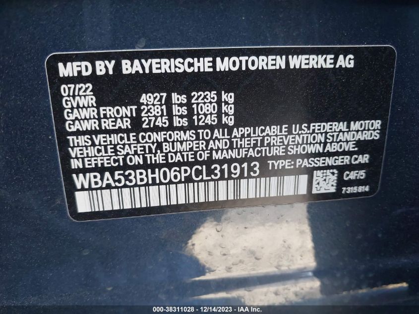 2023 BMW 530I WBA53BH06PCL31913