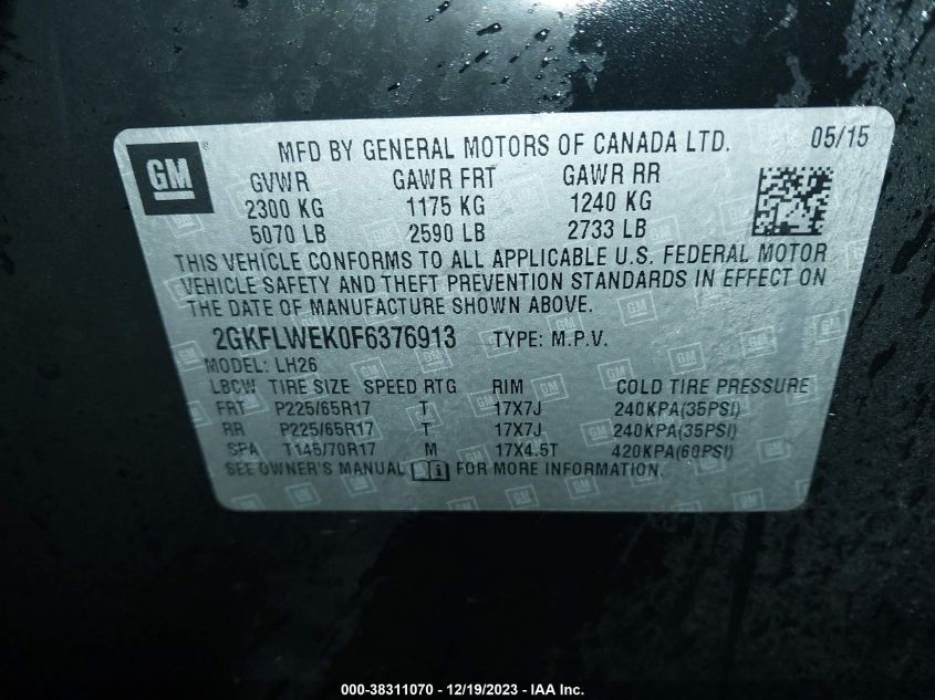 2015 GMC TERRAIN SLE-2 - 2GKFLWEK0F6376913