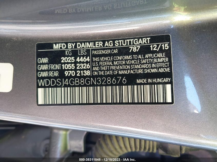 2016 MERCEDES-BENZ CLA 250 4MATIC - WDDSJ4GB8GN328676