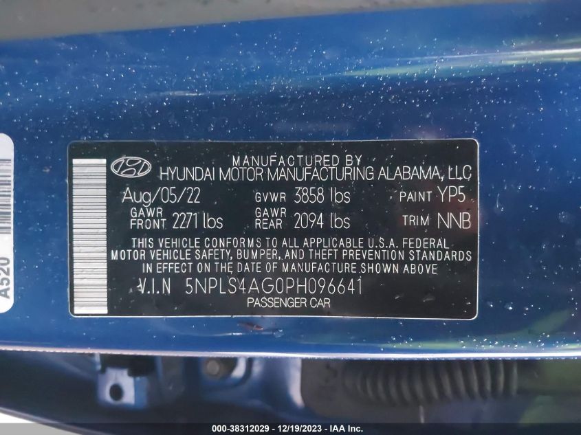 2023 HYUNDAI ELANTRA SEL - 5NPLS4AG0PH096641