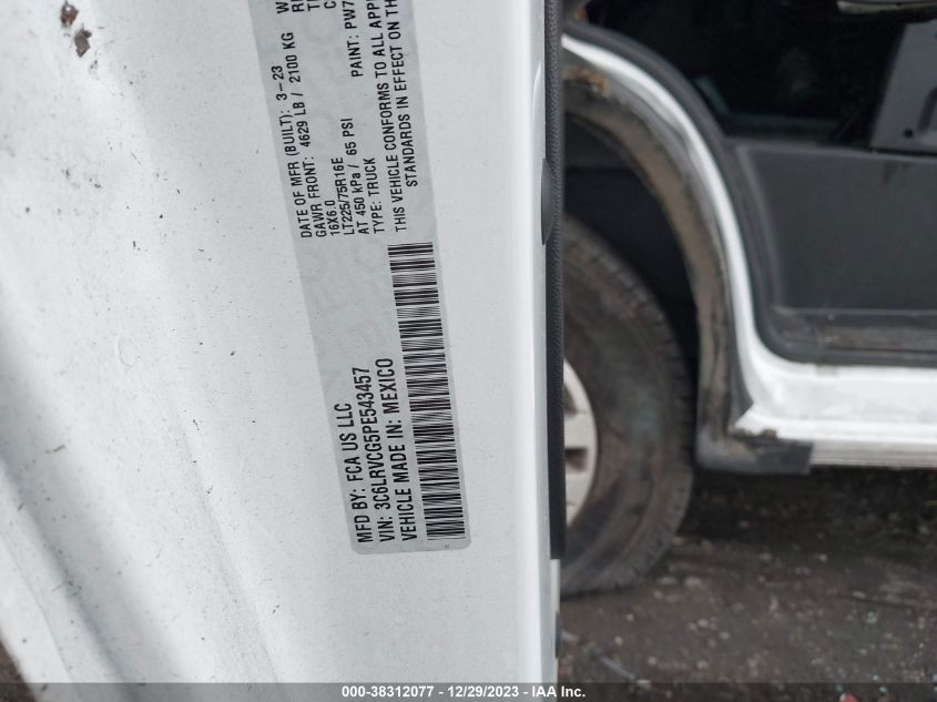 2023 RAM PROMASTER 2500 HIGH ROOF 136 WB 3C6LRVCG5PE543457