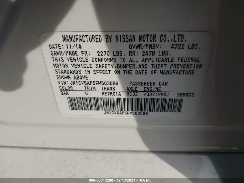 2015 INFINITI Q40 JN1CV6AP5FM503086