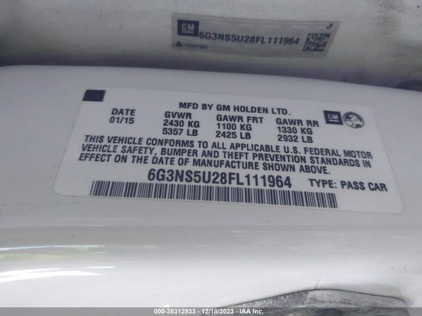 2015 CHEVROLET CAPRICE POLICE - 6G3NS5U28FL111964