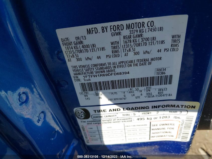 2013 FORD F-150 SVT RAPTOR - 1FTFW1R69DFD68394