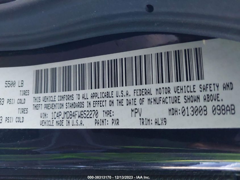 2015 JEEP CHEROKEE LIMITED - 1C4PJMDB4FW652270