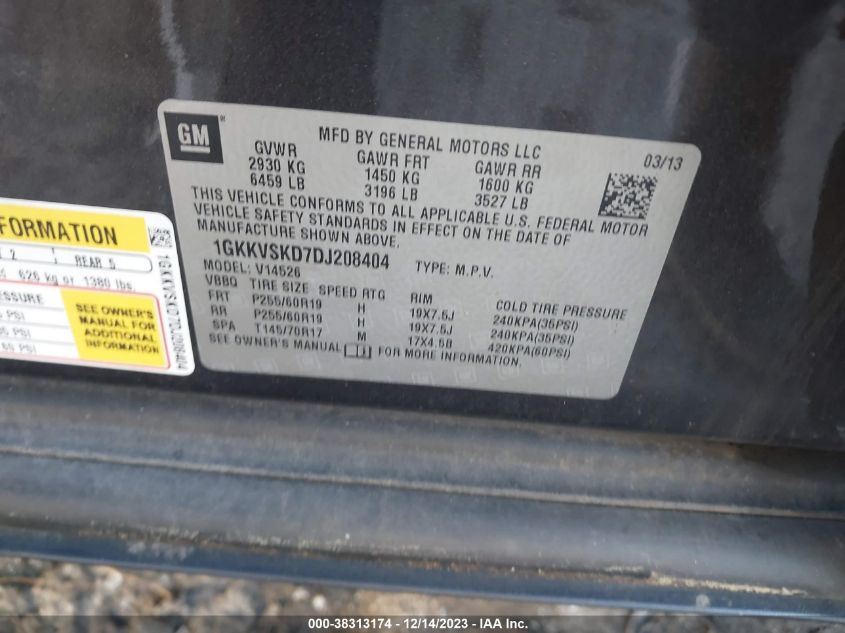 2013 GMC ACADIA SLT-2 - 1GKKVSKD7DJ208404