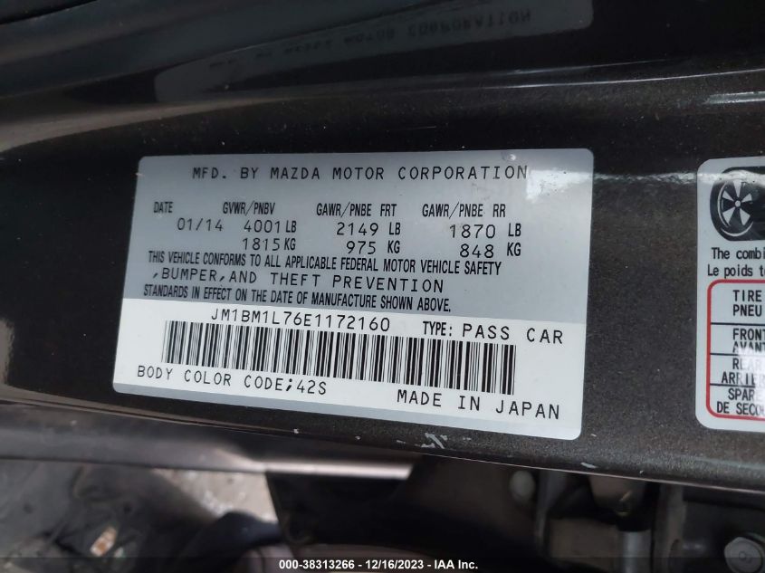 2014 MAZDA MAZDA3 I TOURING - JM1BM1L76E1172160