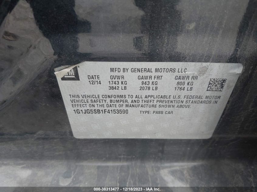 2015 CHEVROLET SONIC RS - 1G1JG5SB1F4153590