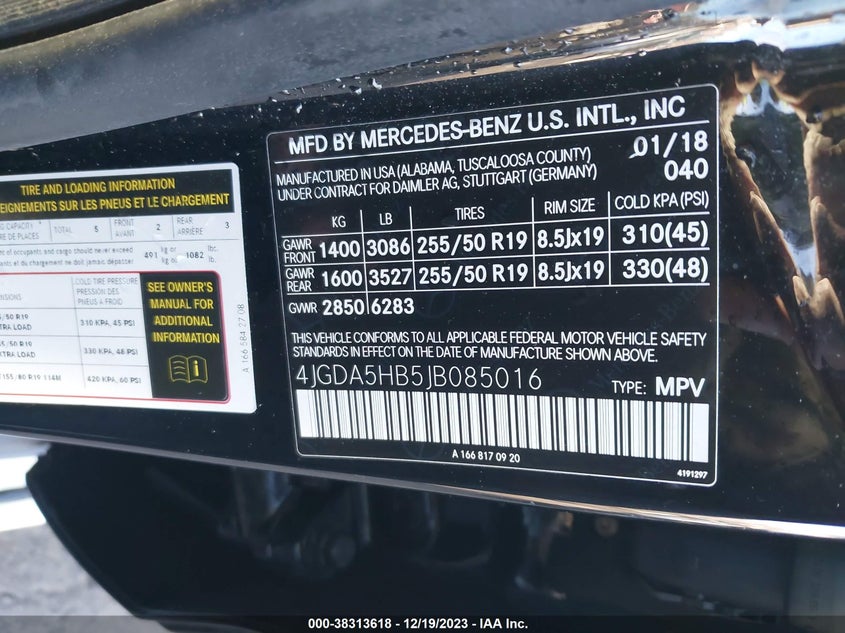 VIN 4JGDA5HB5JB085016 2018 MERCEDES-BENZ GLE 350 4MATIC
