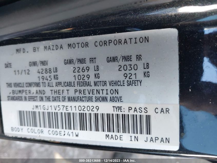 2014 MAZDA MAZDA6 I TOURING - JM1GJ1V57E1102029