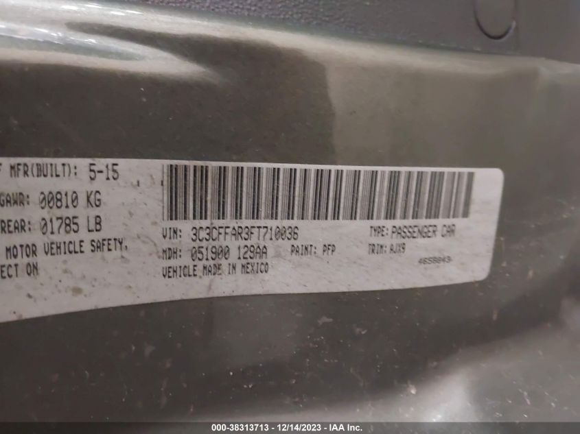 2015 FIAT 500 POP - 3C3CFFAR3FT710036