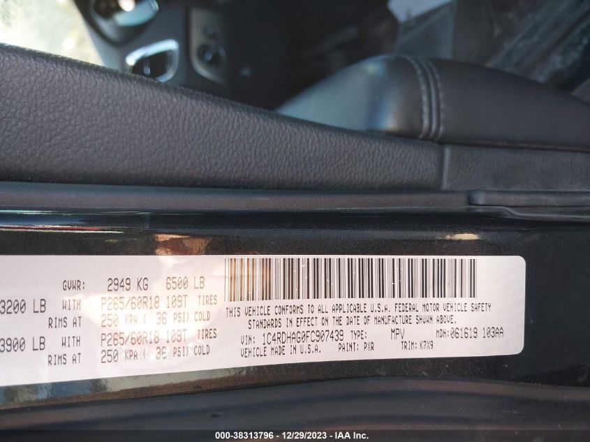 2015 DODGE DURANGO SXT - 1C4RDHAG0FC907439