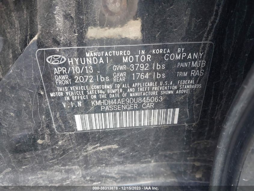 2013 HYUNDAI ELANTRA GLS (ULSAN PLANT) - KMHDH4AE9DU845063