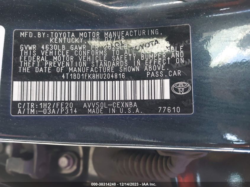 2017 TOYOTA CAMRY HYBRID LE - 4T1BD1FK8HU204816
