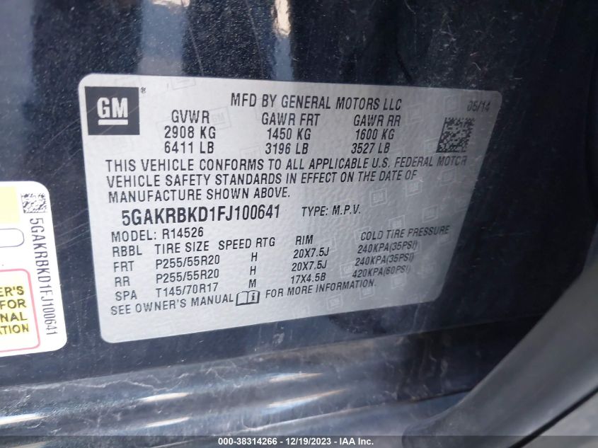 2015 BUICK ENCLAVE LEATHER - 5GAKRBKD1FJ100641