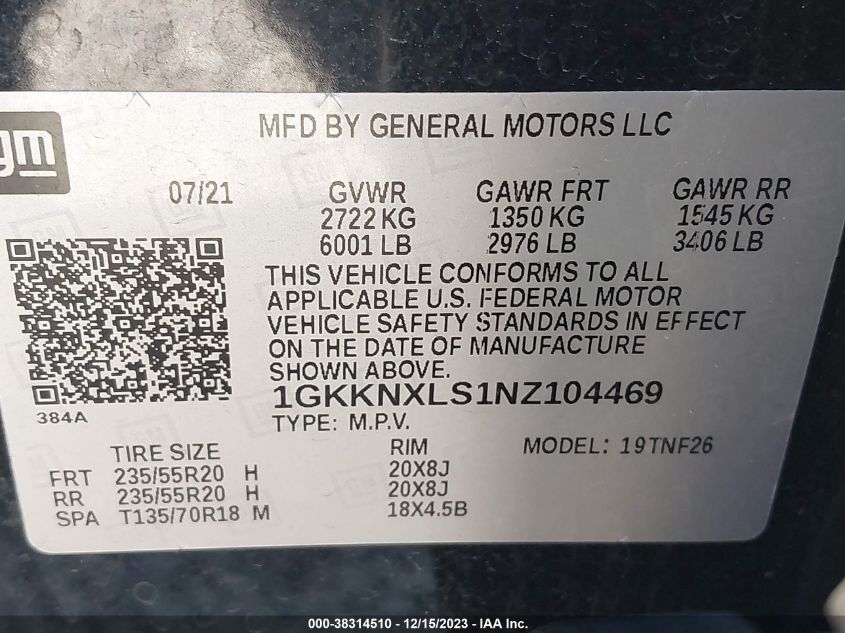 2022 GMC ACADIA DENALI - 1GKKNXLS1NZ104469