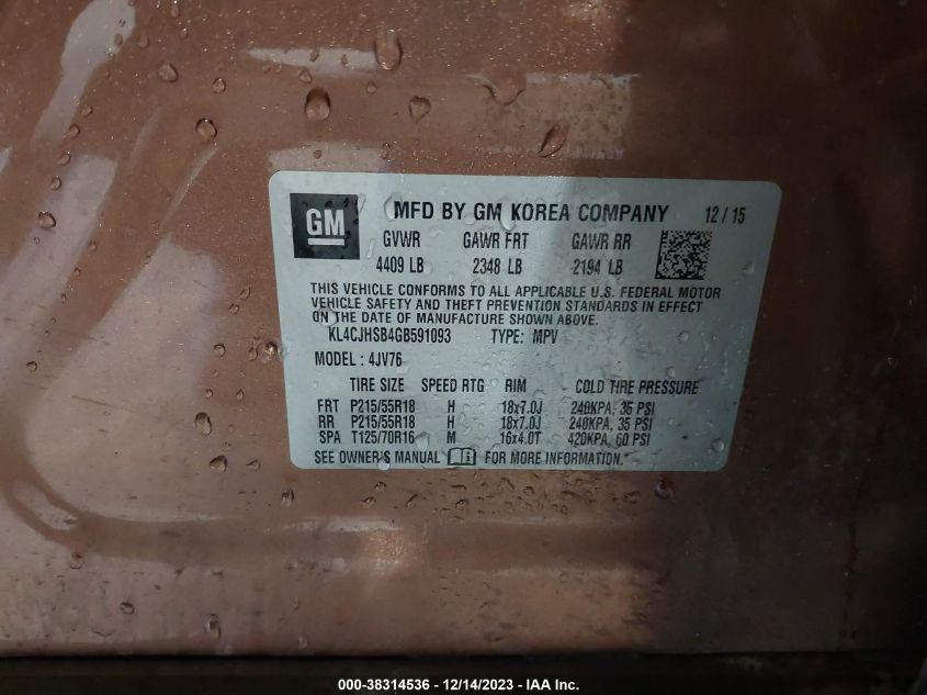 2016 BUICK ENCORE PREMIUM - KL4CJHSB4GB591093