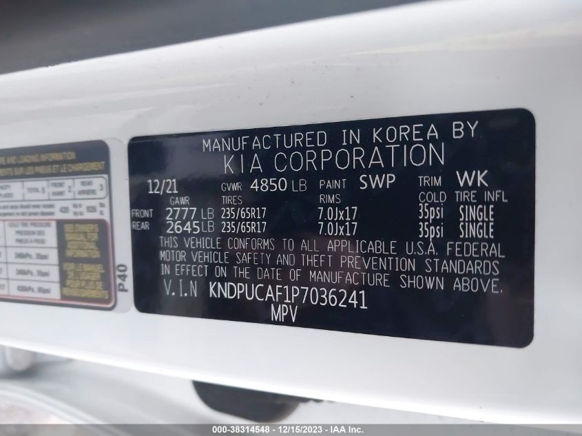 2023 KIA SPORTAGE LX - KNDPUCAF1P7036241