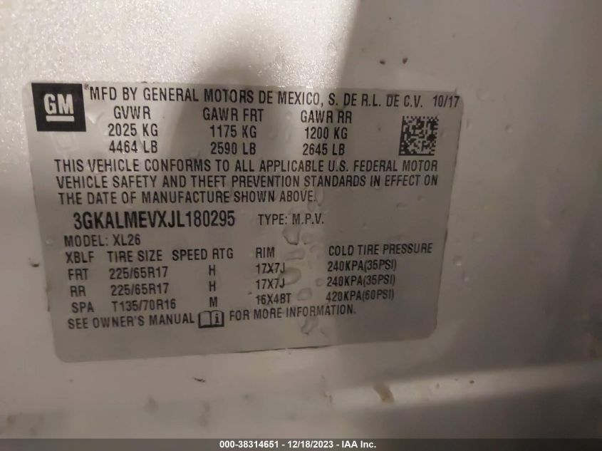 2018 GMC TERRAIN SLE - 3GKALMEVXJL180295