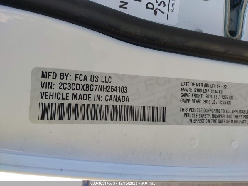2022 DODGE CHARGER SXT - 2C3CDXBG7NH264103
