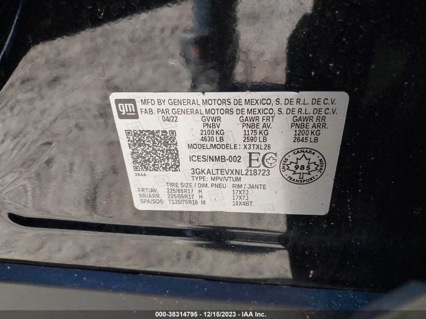 2022 GMC TERRAIN SLE - 3GKALTEVXNL218723