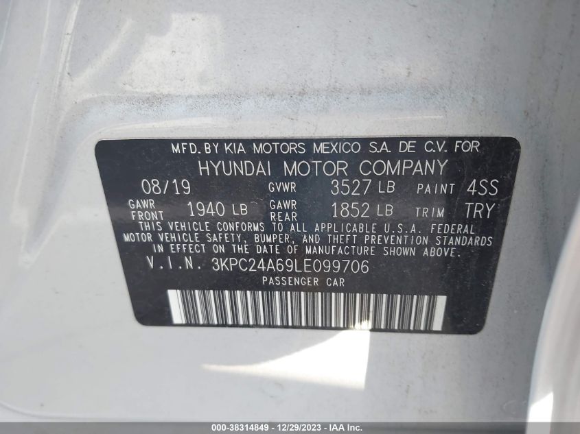 2020 HYUNDAI ACCENT SE - 3KPC24A69LE099706