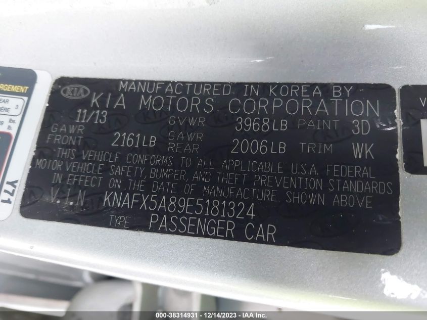2014 KIA FORTE EX - KNAFX5A89E5181324