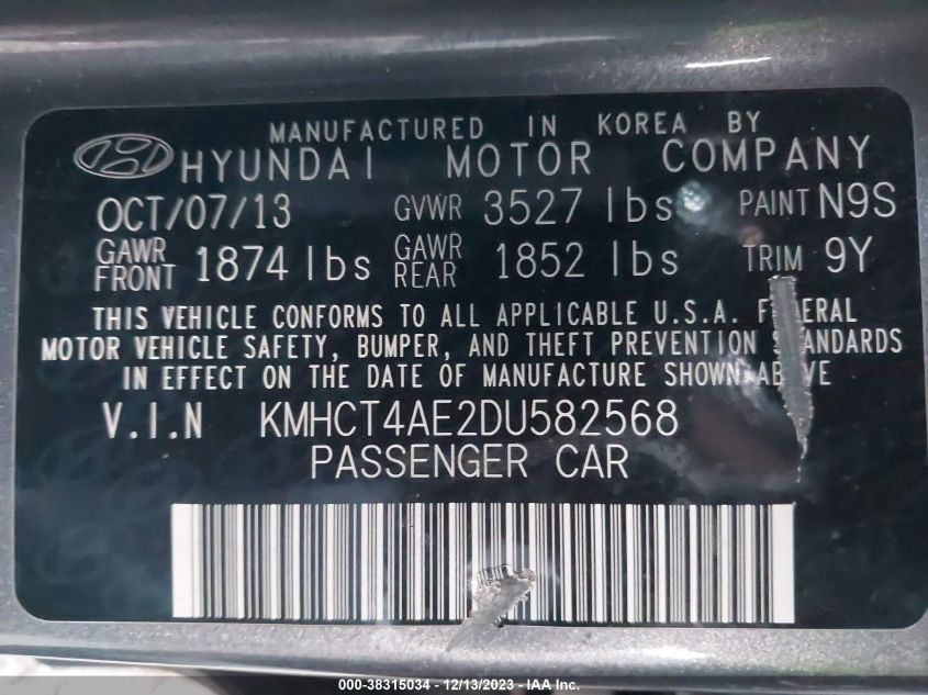 2013 HYUNDAI ACCENT GLS - KMHCT4AE2DU582568