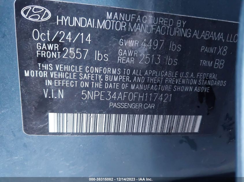 2015 HYUNDAI SONATA SPORT - 5NPE34AF0FH117421